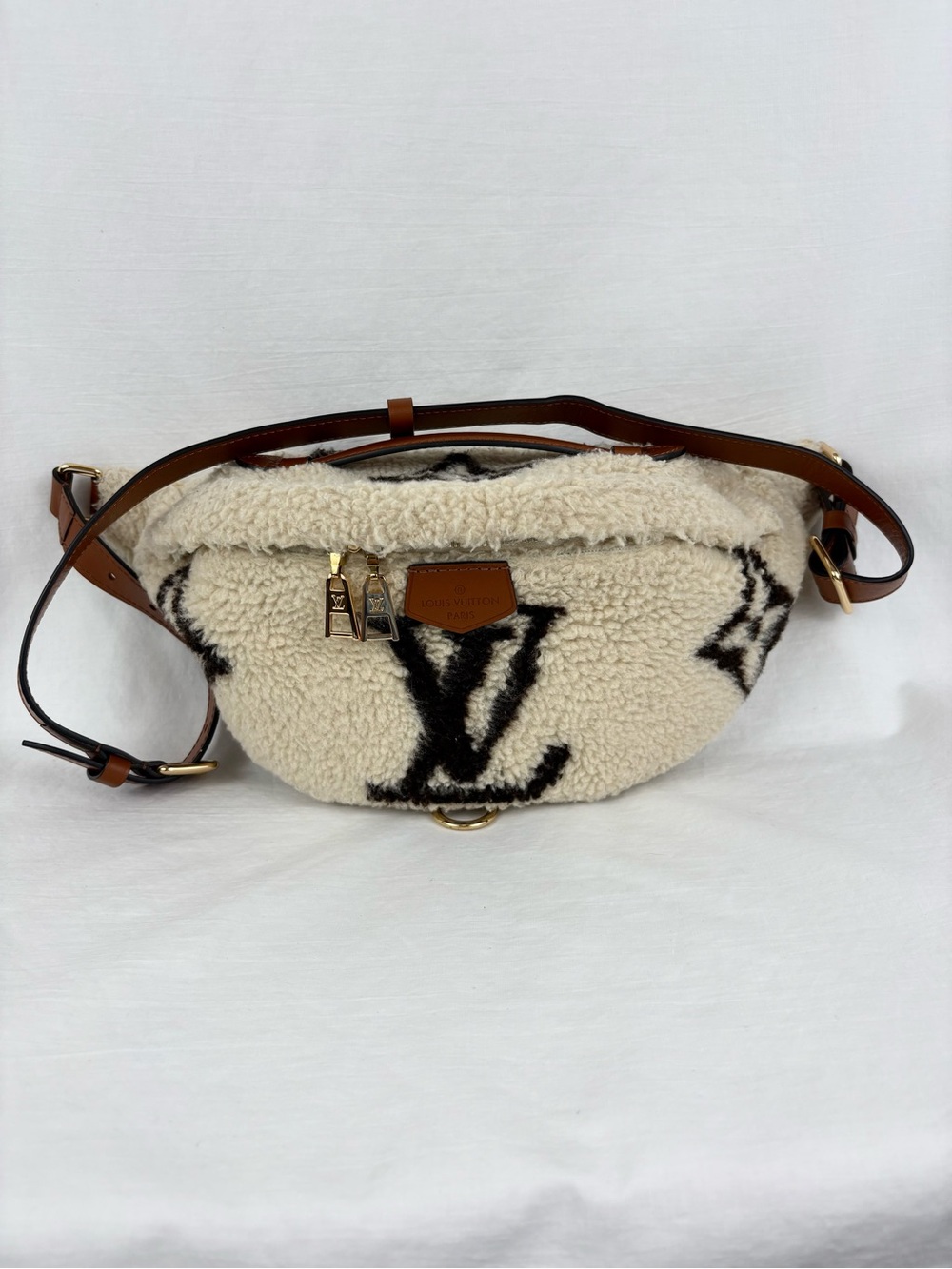 Louis Vuitton Teddy Monogram Shearling Bumbag Cream Brown